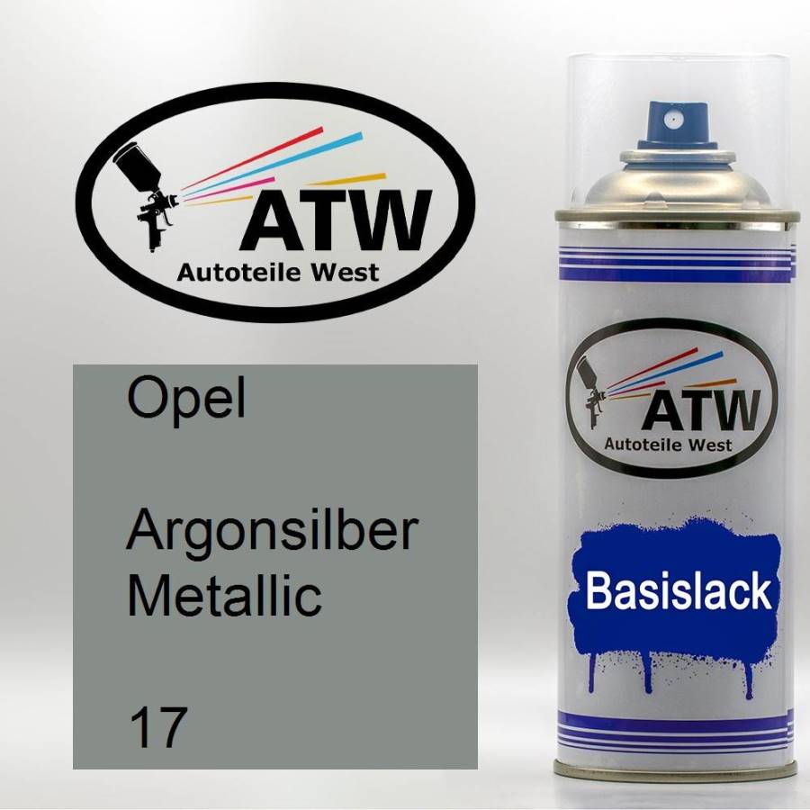 Opel, Argonsilber Metallic, 017: 400ml Sprühdose, von ATW Autoteile West.